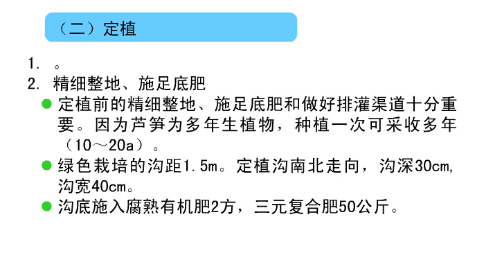 芦笋种植技术&mdash;定植施肥技术